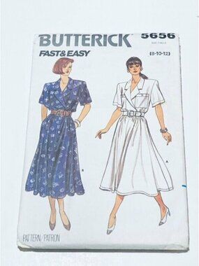 Vintage 1980s Butterick Sewing Pattern 5656 Misses Dress Size 8-12 Uncut
